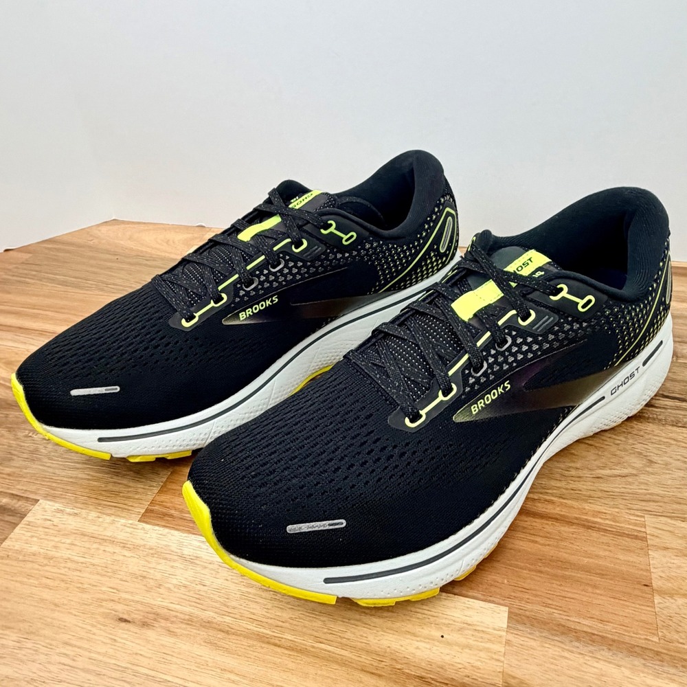 Brooks Ghost 14 Mens Running Shoes Black Yellow Sz 11.5